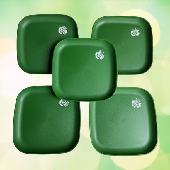 Vintage Tupperware Green Dove Mug Coaster Plates Set Holiday RARE 11pc Set - Picture 7 of 10